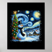 Van Gogh Starry Night Christmas Snowman Snowy Nigh Poster (Vorne)