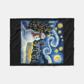 Van Gogh Starry Night Christmas Snowman Winter Sno Fleecedecke (Vorderseite (Horizontal))