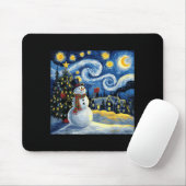 Van Gogh Starry Night Christmas Snowman Winter Sno Mousepad (Mit Mouse)