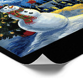 Van Gogh Starry Night Christmas Snowman Winter Sno Poster (Ecke)