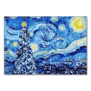 Van Gogh - Starry Night - Christmas Table Card Tischnummer