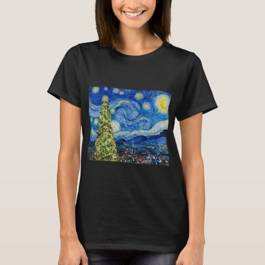 Van Gogh Starry Night - Christmas Tree Hoodie T-Shirt (Vorderseite)