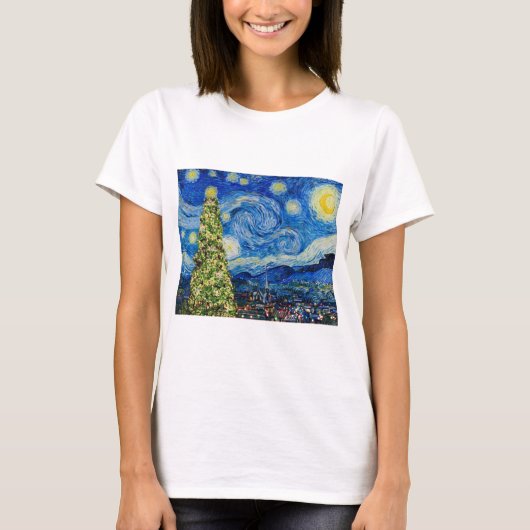Van Gogh Starry Night - Christmas Tree T - Shirt (Vorderseite)