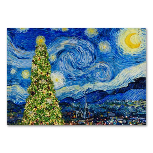 Van Gogh Starry Night - Christmas Tree Table Numbe Tischnummer (Vorderseite)