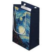 Van Gogh Starry Night Classic Impressionismus Art Kleine Geschenktüte (Rückseite Schrägansicht)