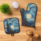 Van Gogh Starry Night Classic Impressionismus Art Ofenhandschuh & Topflappen-Set (Oben Unten)