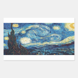 Van Gogh Starry Night Classic Impressionismus Art Rechteckiger Aufkleber