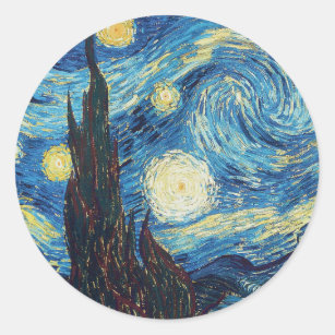 Van Gogh Starry Night Classic Impressionismus Art Runder Aufkleber