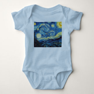 Van Gogh Starry Night Collage Baby Shower Vintag Strampler