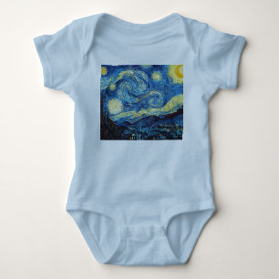 Van Gogh Starry Night Collage Babydusche Vintag Baby Strampler