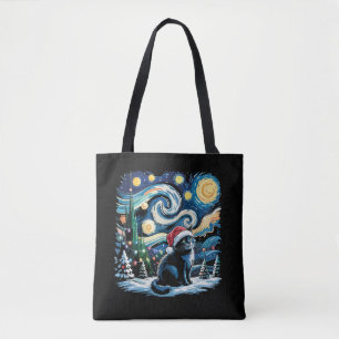 Van Gogh Starry Night Festivals Black Cat Tasche