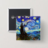 Van Gogh Starry Night Fine Art Button (Vorne & Hinten)
