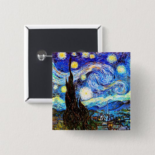 Van Gogh Starry Night Fine Art Button (Vorne & Hinten)
