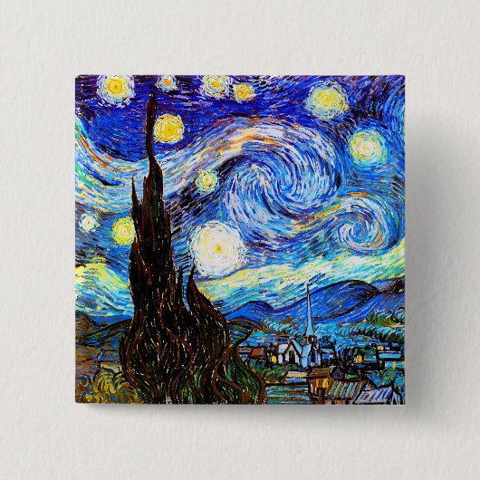 Van Gogh Starry Night Fine Art Button (Vorderseite)