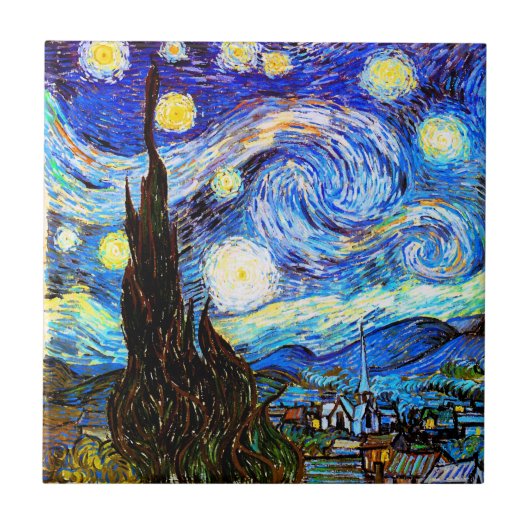 Van Gogh Starry Night Fine Art Fliese (Vorderseite)