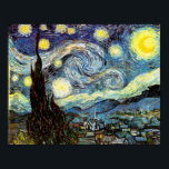 Van Gogh Starry Night Fine Art Poster<br><div class="desc">Starry Night,  das berühmteste Gemälde des niederländischen Post-Impressionisten Meisters Vincent van Gogh. Ein einsamer Zypressenbaum,  ein schlafendes Dorf und ein Himmel,  der mit Sternen herumwirbelt. Vintage Retro niedliche mädchenhafte schöne künstlerische bunte elegante Landschaft Muster Post-Impressionismus Dekoration Christlich religiöse spirituelle inspirierende Kunst Malerei.</div>