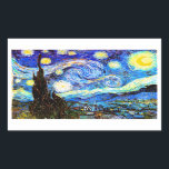 Van Gogh Starry Night Fine Art Rechteckiger Aufkleber<br><div class="desc">Starry Night,  das berühmteste Gemälde des niederländischen Post-Impressionisten Meisters Vincent van Gogh. Ein einsamer Zypressenbaum,  ein schlafendes Dorf und ein Himmel,  der mit Sternen herumwirbelt.</div>