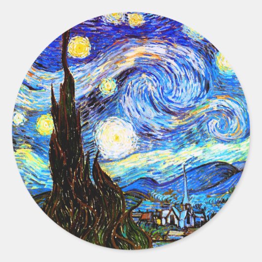 Van Gogh Starry Night Fine Art Runder Aufkleber (Vorderseite)