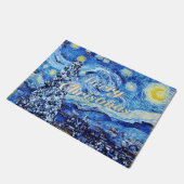 Van Gogh - Starry Night Frohe Weihnachten Fußmatte (Schrägansicht)