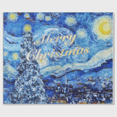 Van Gogh - Starry Night Frohe Weihnachten Geschenkpapier (Flach)