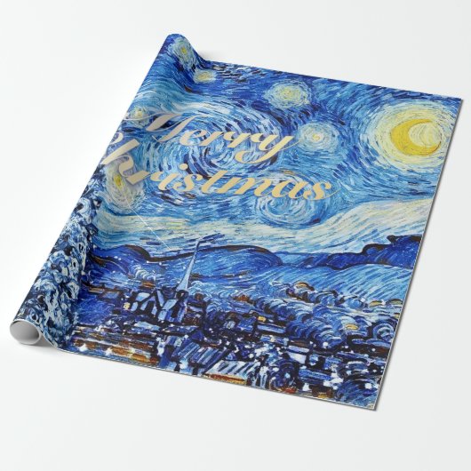 Van Gogh - Starry Night Frohe Weihnachten Geschenkpapier (Ungerollt)