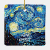 Van Gogh-Starry Night, Frohe Weihnachten, Keramikornament (Rückseite)