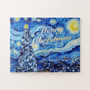 Van Gogh - Starry Night Frohe Weihnachten Puzzle