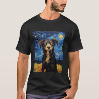 Van Gogh Starry Night Funny Art Dog Lover Kinder J T-Shirt