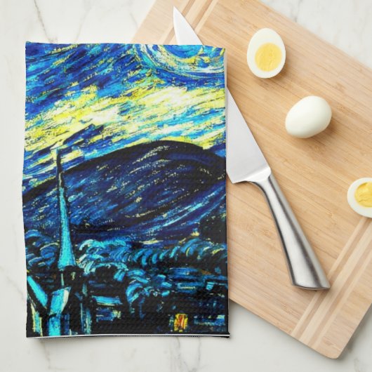 Van Gogh - Starry Night Geschirrtuch (Viertel Falte)