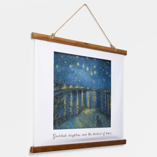 Van Gogh Starry Night Gratitude Artistic Uplifting Wandteppich Mit Holzrahmen (Gewinkelt)