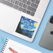 Van Gogh Starry Night. Impressionismus Vintage Kun Aufkleber (Laptop mit iPhone)
