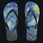 Van Gogh Starry Night. Impressionismus Vintage Kun Badesandalen<br><div class="desc">Van Gogh "The Starry Night" flip Flops.</div>