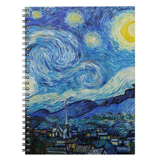 Van Gogh Starry Night. Impressionismus Vintage Kun Notizblock (Vorderseite)