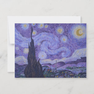Van Gogh Starry Night - Lila Postkarte