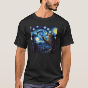 Van Gogh Starry Night Maine Coon Niedlich Cat T-Shirt