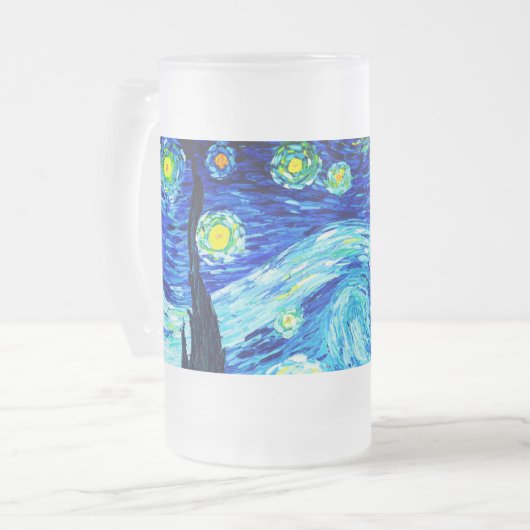 Van Gogh Starry Night Mattglas Bierglas (Vorderseite Links)