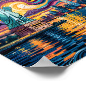 Van Gogh Starry Night New York Liberty Travel Poster (Ecke)