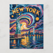 Van Gogh Starry Night New York Liberty Travel Postkarte (Vorderseite)