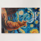 Van Gogh Starry Night Niedlich Cat Puzzle (Horizontal)
