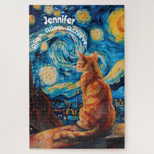 Van Gogh Starry Night Niedlich Cat Puzzle