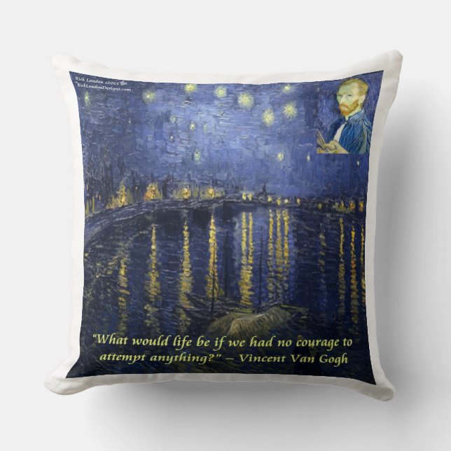 Van Gogh Starry Night on Rhone Cotton Throw Kissen (Vorderseite)