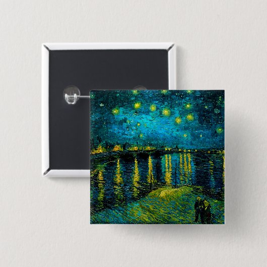 Van Gogh Starry Night Over Rhône Button (Vorne & Hinten)