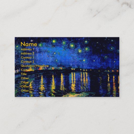 Van Gogh Starry Night Over Rhone (F474) Fine Art Visitenkarte (Vorderseite)