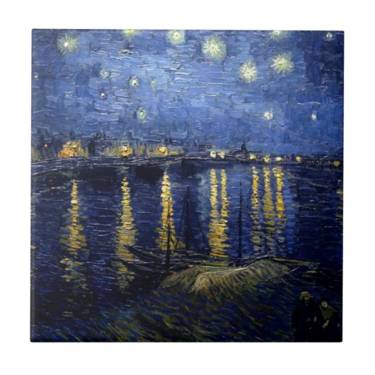 Van Gogh Starry Night Over Rhone Fliese (Vorderseite)