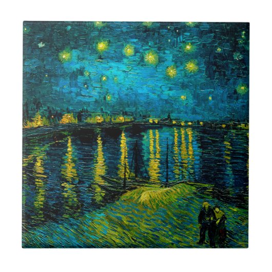 Van Gogh Starry Night Over Rhône Fliese (Vorderseite)