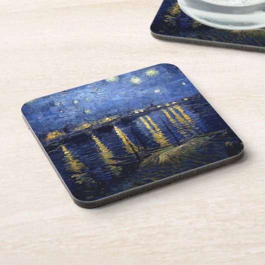 Van Gogh Starry Night Over Rhone Getränkeuntersetzer (Linke Seite)