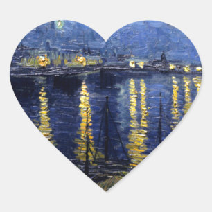 Van Gogh Starry Night Over Rhone Herz-Aufkleber