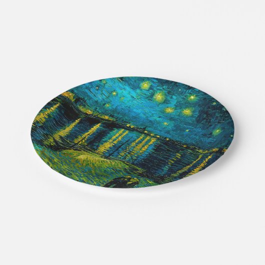 Van Gogh Starry Night Over Rhône Pappteller (Schrägansicht)