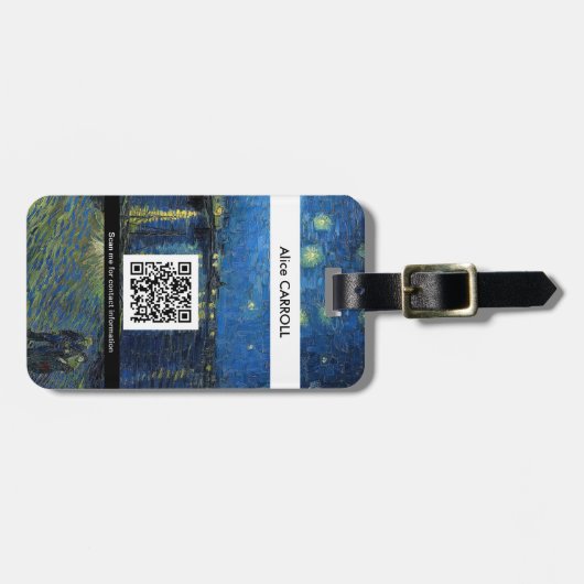 Van Gogh - Starry Night Over Rhone - QR Code Gepäckanhänger (Vorderseite horizontal)