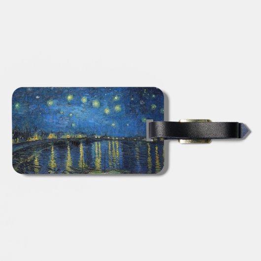 Van Gogh - Starry Night Over Rhone - QR Code Gepäckanhänger (Rückseite horizontal)
